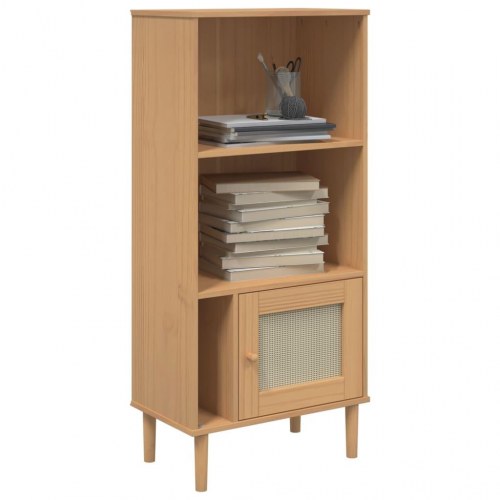 Bogreol SENJA med rattanlook - brun, 60 x 35 x 130 cm