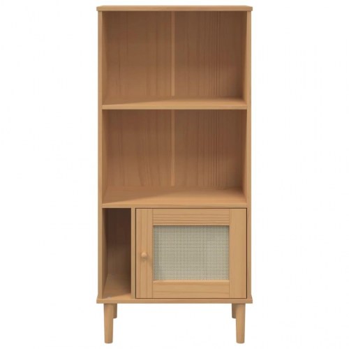 Bogreol SENJA med rattanlook - brun, 60 x 35 x 130 cm