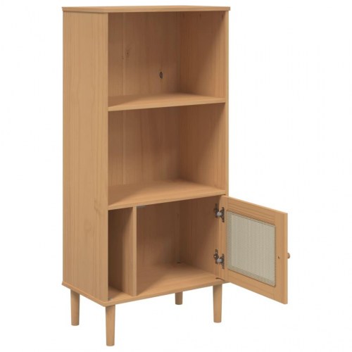 Bogreol SENJA med rattanlook - brun, 60 x 35 x 130 cm