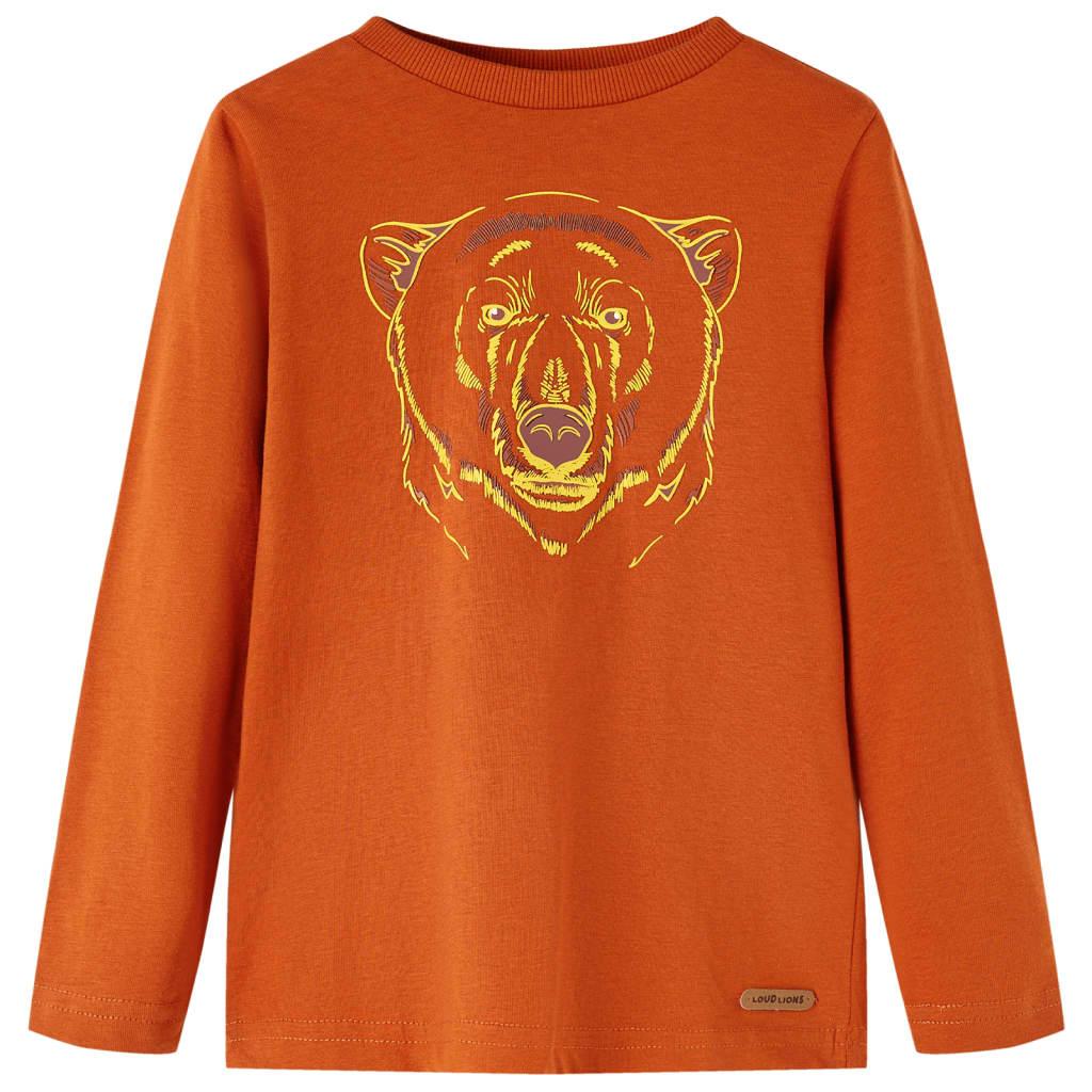 vidaXL Langærmet T-shirt til børn str. 116 rustfarvet