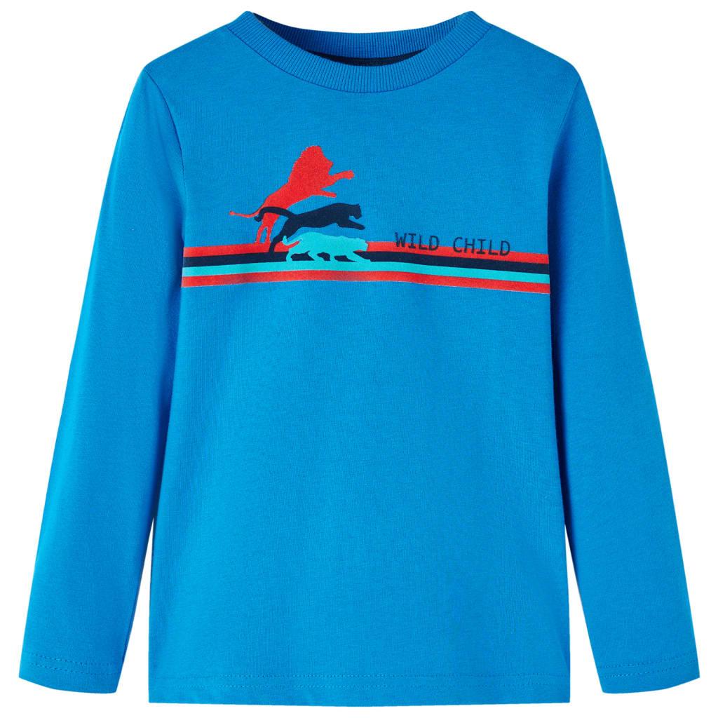 Langærmet T-shirt til børn str. 116 koboltblå billede