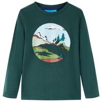 Langærmet T-shirt til børn str. 116 mørkegrøn