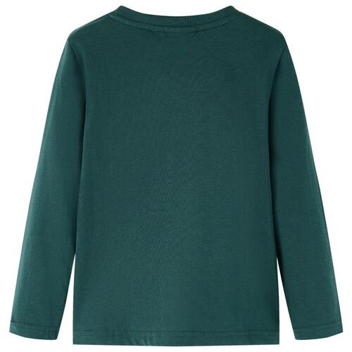 Langærmet T-shirt til børn str. 116 mørkegrøn
