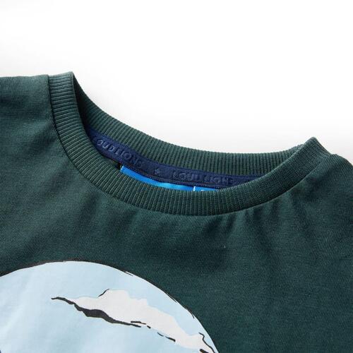 Langærmet T-shirt til børn str. 116 mørkegrøn