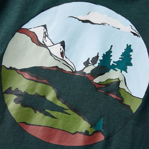 Langærmet T-shirt til børn str. 116 mørkegrøn