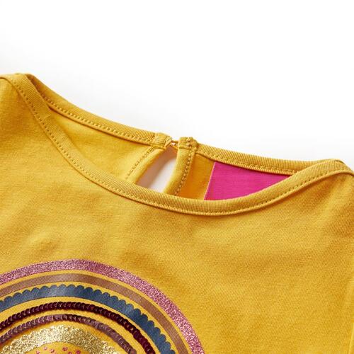 Langærmet T-shirt til børn str. 104 okkergul