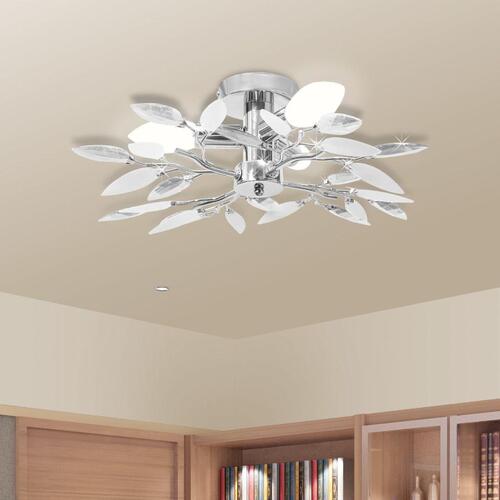 Loftslampe akrylkrystal 3 E14-pærer hvid og transparent