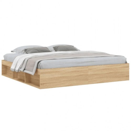 Sengeramme 200 x 200 cm - sonoma-eg med opbevaring
