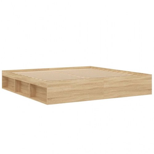 Sengeramme 200 x 200 cm - sonoma-eg med opbevaring