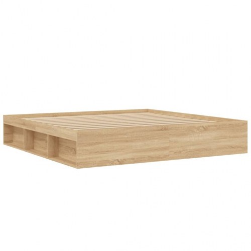 Sengeramme 200 x 200 cm - sonoma-eg med opbevaring