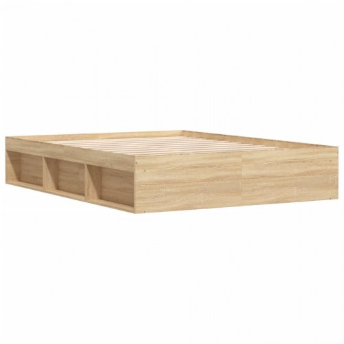 Sengeramme 140x200 cm - sonoma-eg med opbevaring