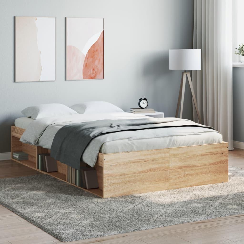 Sengeramme 120x200 cm - sonoma-eg med opbevaring