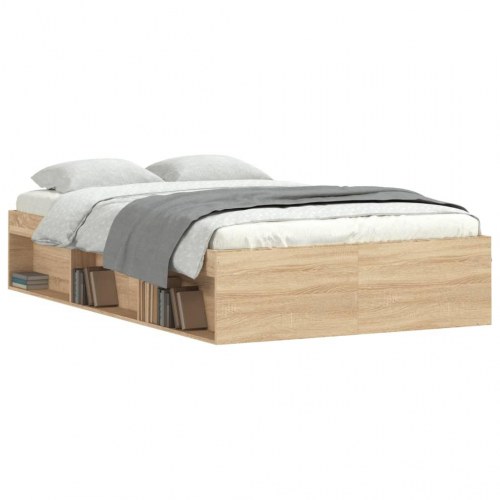 Sengeramme 120x200 cm - sonoma-eg med opbevaring