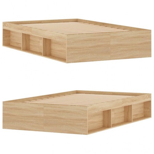 Sengeramme 120x200 cm - sonoma-eg med opbevaring