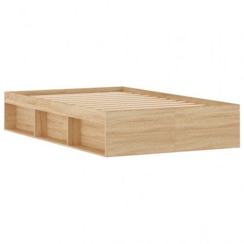 Sengeramme 120x200 cm - sonoma-eg med opbevaring