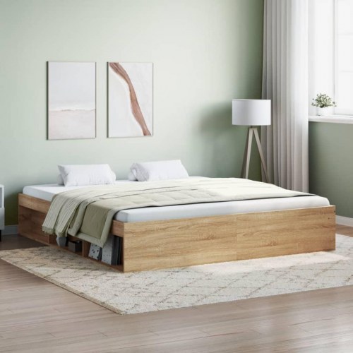 Sengeramme 180x200 cm - sonoma-eg med opbevaring