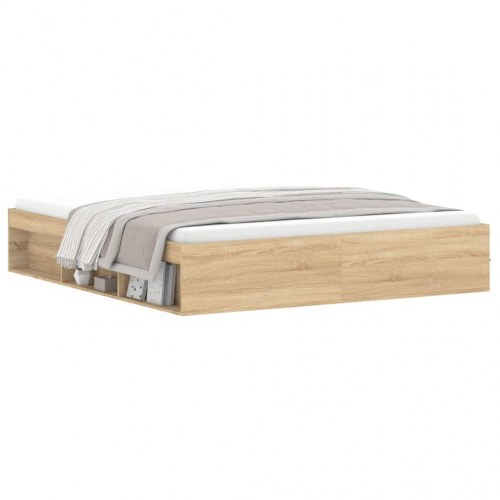 Sengeramme 180x200 cm - sonoma-eg med opbevaring