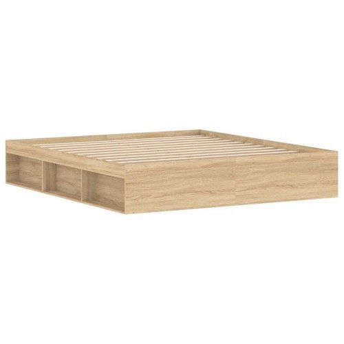 Sengeramme 180x200 cm - sonoma-eg med opbevaring
