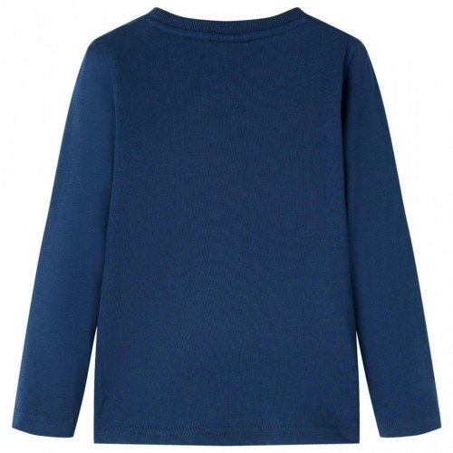 Langærmet T-shirt til børn str. 92 - marineblå, 100 % bomuld