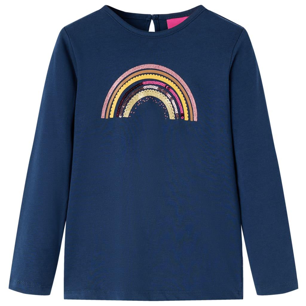 Langærmet T-shirt til børn str. 116 marineblå