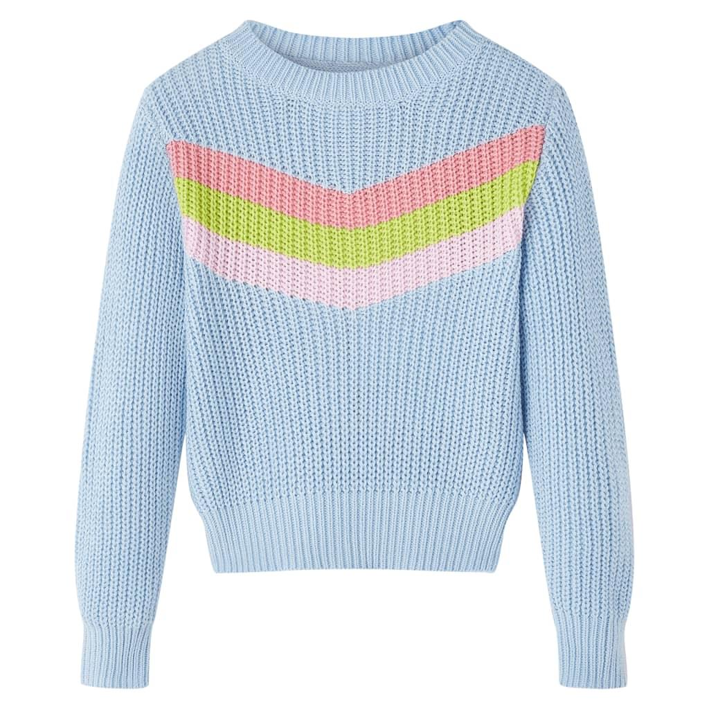 Sweater til børn str. 140 strikket blå billede