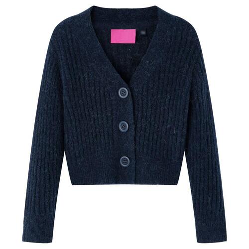 Strikket cardigan til børn str. 116 marineblå