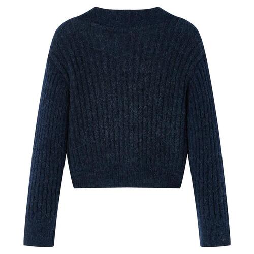 Strikket cardigan til børn str. 116 marineblå