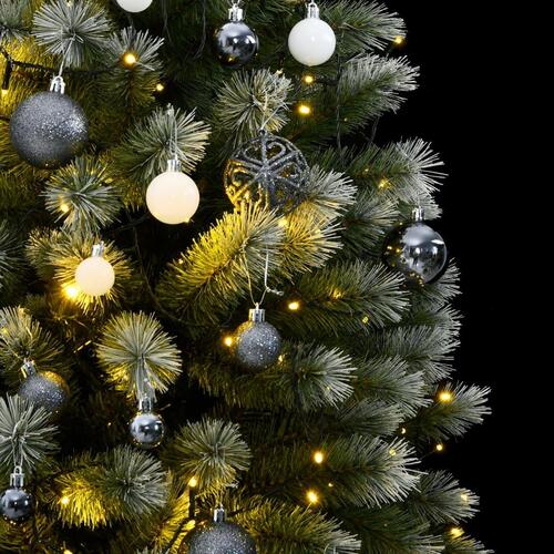 Kunstigt juletræ 300 LED'er og kuglesæt hængslet 180 cm