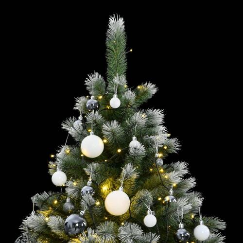 Kunstigt juletræ 300 LED'er og kuglesæt hængslet 180 cm