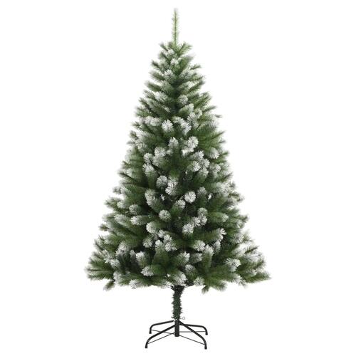 Kunstigt juletræ 300 LED'er og kuglesæt hængslet 180 cm