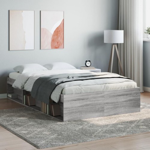 Sengeramme med opbevaring 120x200 cm - grå sonoma-eg
