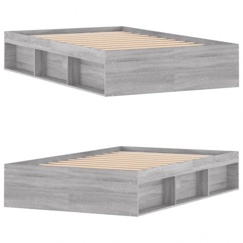 Sengeramme med opbevaring 120x200 cm - grå sonoma-eg
