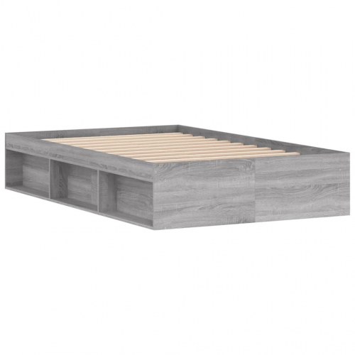 Sengeramme med opbevaring 120x200 cm - grå sonoma-eg