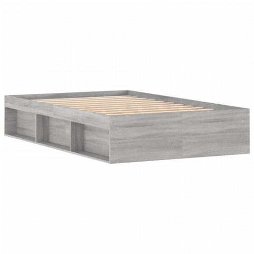Sengeramme med opbevaring 120x200 cm - grå sonoma-eg