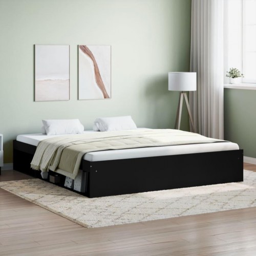 Sengeramme med opbevaring 180x200 cm - sort træ