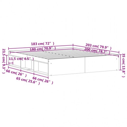 Sengeramme med opbevaring 180x200 cm - betongrå