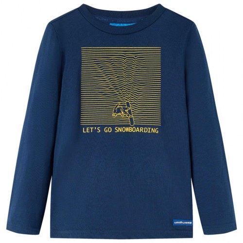 Langærmet T-shirt til børn str. 104 marineblå