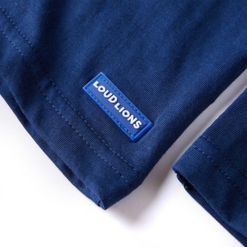 Langærmet T-shirt til børn str. 128 - marineblå med snowboard-print