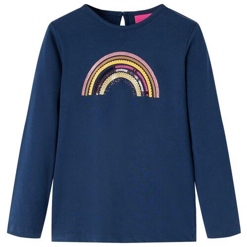 Langærmet T-shirt til børn str. 104 marineblå