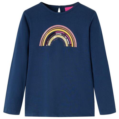 Langærmet T-shirt til børn str. 128 marineblå