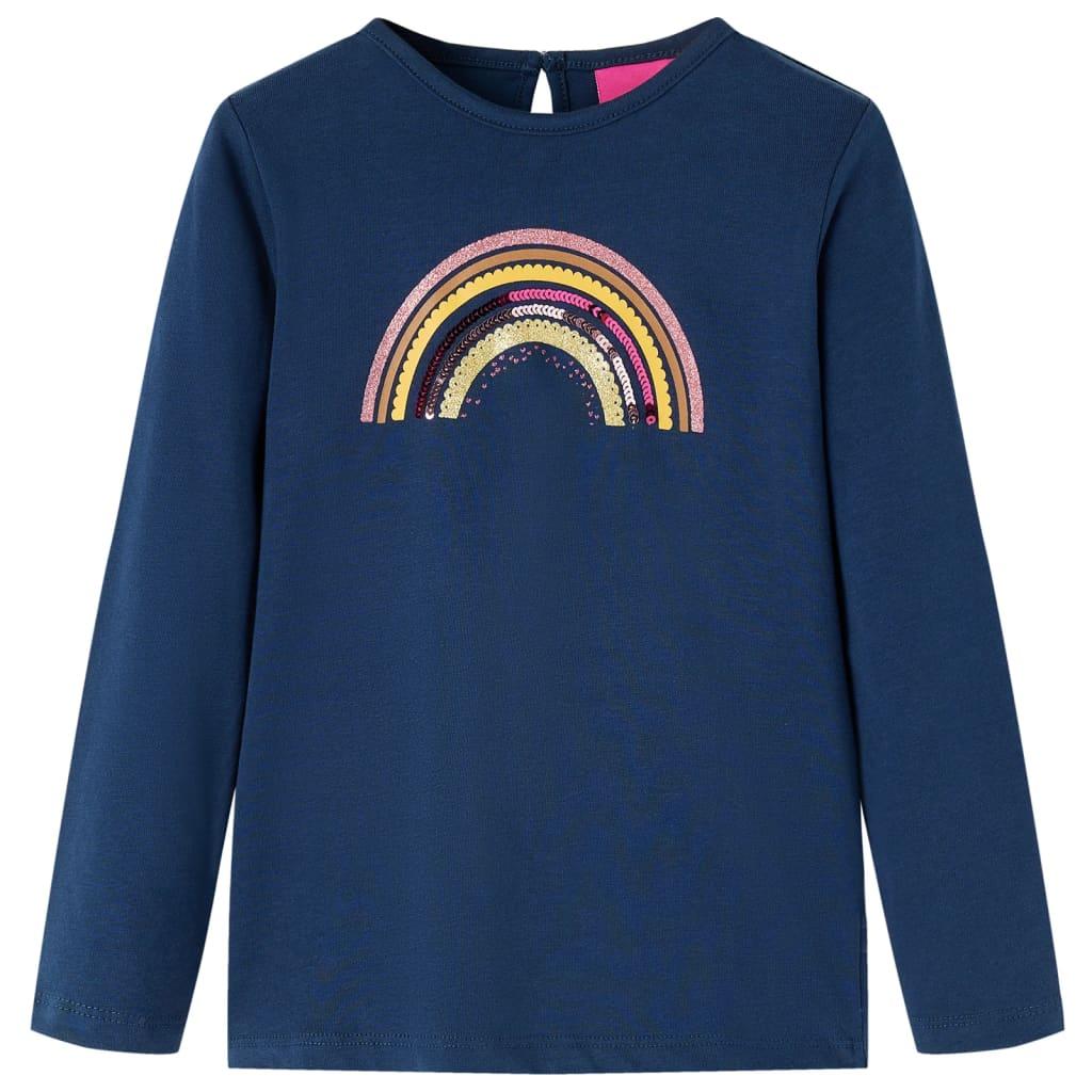 Langærmet T-shirt til børn str. 128 marineblå