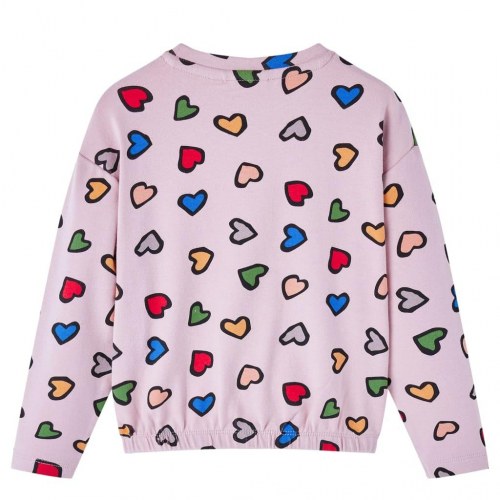Sweatshirt til børn - str. 128, lyserød med hjerter