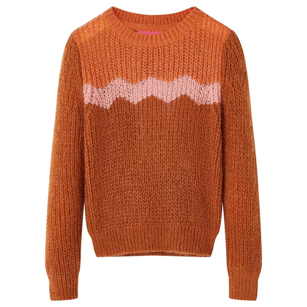 Sweater til børn str. 104 strikket cognacfarvet