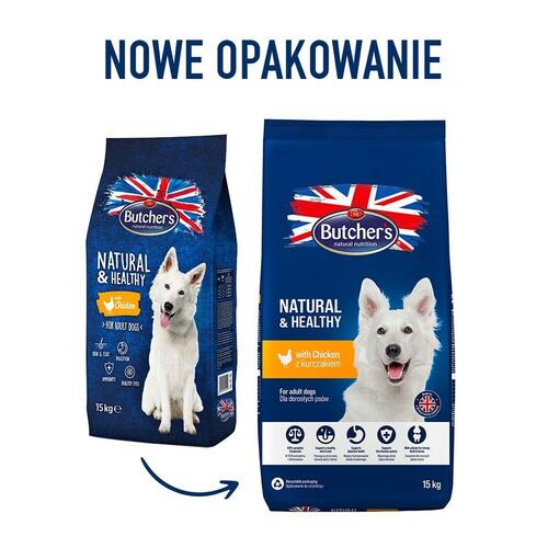 Foder Butcher's Natural & Healthy Voksen Kylling 15 kg