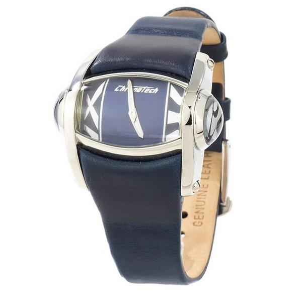 Chronotech dameur CT7681L-03, blå læderrem, Ø 43 mm