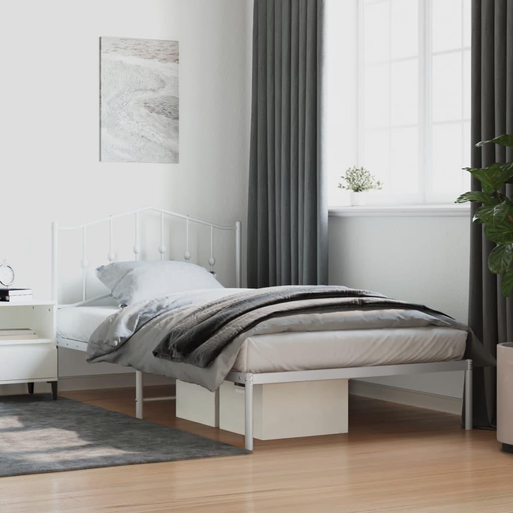Sengeramme med sengegavl 100x200 cm metal hvid billede