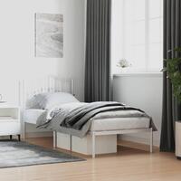 Sengeramme med sengegavl 90x200 cm metal hvid
