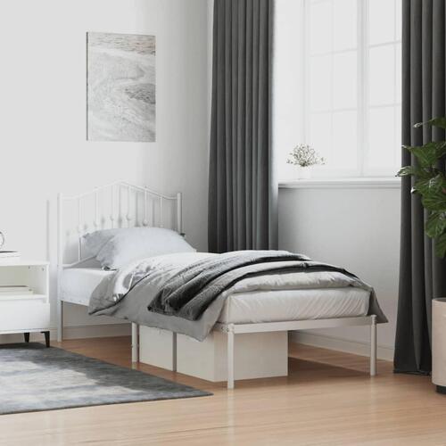 Sengeramme med sengegavl 90x200 cm metal hvid