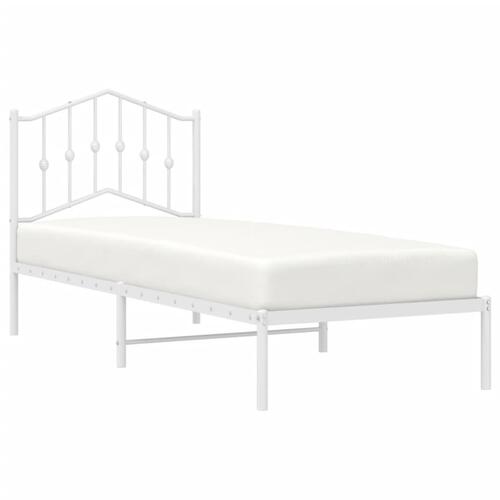 Sengeramme med sengegavl 90x200 cm metal hvid