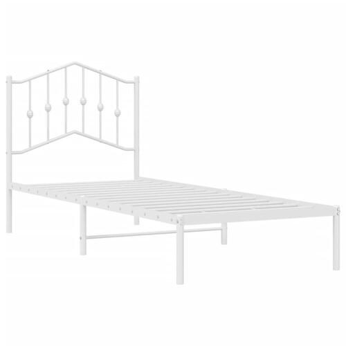 Sengeramme med sengegavl 90x200 cm metal hvid